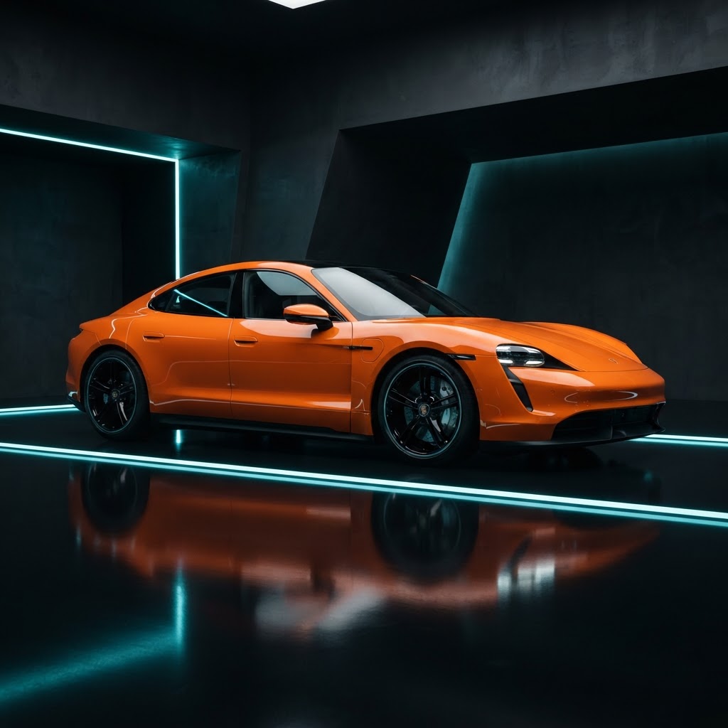 Orange Porsche Taycan vehicle coding